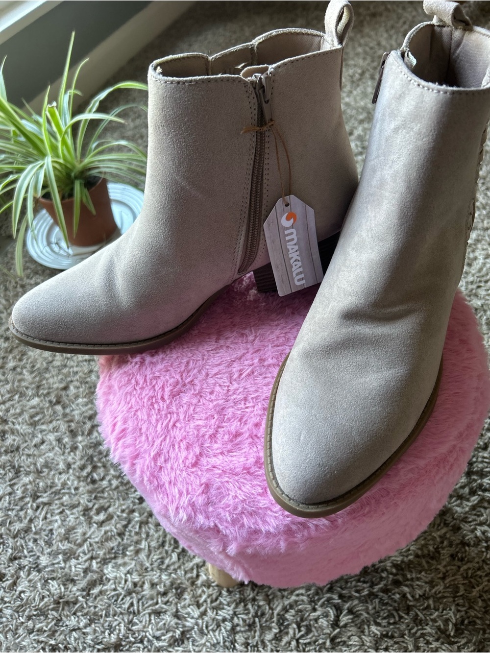 Muk Luks Vicky Taupe Suede Ankle Booties